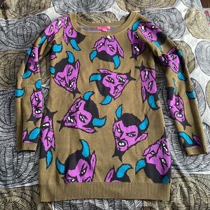 BETSEY JOHNSON DIABLO DEVIL PRINT SWEATER DRESS